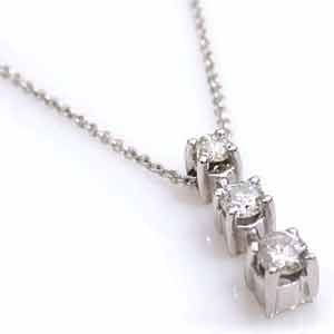 14kt White Gold Three Diamond Pendant