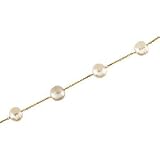 14K Yellow Gold 09.00-11.00 Mm White Circle Pearl Station Necklace - 18 inches