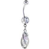 Crystalline GEM UPTOWN DUAL PEARL Bead Dangle Belly Ring