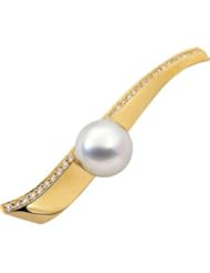 8K Yellow Gold South Sea Cultured Pearl And Diamond Brooch2. 0 0 mm Fine/ 3/ 8 Ct Tw