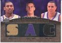 2007 Upper Deck Authentic Ron Artest, Spencer Hawes & Mike Bibby Triple Game-Worn Jersey Card