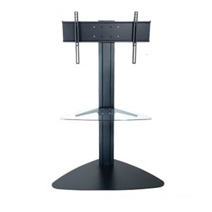 Peerless SGLB01 Universal Floor Stand with Clear Glass Shelf for 32-50 Displays - Black
