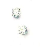 14k White 6 mm Round CZ Friction-Back Stud Earrings