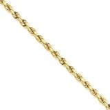 14k 3mm D-Cut Rope Lobster Clasp Chain Anklet - 9 Inch
