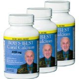 Bob's Best Coral Calcium 2000mg, 3 PACK of 90 Capsules NEW IMPROVED FORMULATION!