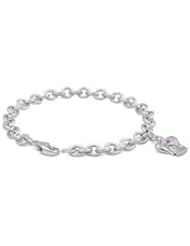 Girls Sterling Silver Pink Sapphire Angel Charm Bracelet (6 3/4 inches)
