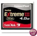 SanDisk SDCFX3-4096-901 4 GB Extreme III CompactFlash Card (Retail Package)