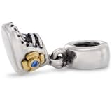 Authentic Pandora Jewelry Silver 14k YG Dangle Baby Booty with Blue CZ Charm