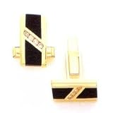 14K Gold .24ct Diamond and Black Onyx Cuff Links