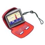 Red Tomtom One V3 / 3RD EDITION Padded Leather Case (VIVO BRANDED)
