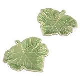 Celadon ceramic dishes, 'Tam Lung Leaf' (pair)