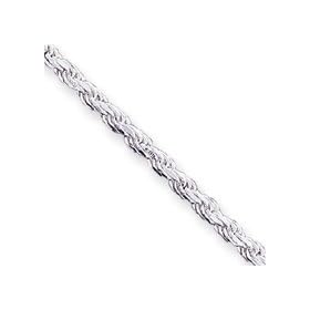 Sterling Silver 3mm D-Cut Rope Chain Necklace - 24 Inch - Lobster Claw