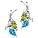 10kt. White Gold, Peridot & Blue Topaz Fashion Earrings