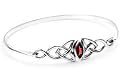 Sterling Silver Garnet Celtic Knot Bangle Cuff Bracelet