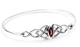  : Sterling Silver Garnet Celtic Knot Bangle Cuff Bracelet