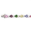 STERLING SILVER W/MULTI-COLOR HEART CZ BRACELET 7.25"