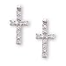 Sterling Silver and Crystal CZ Cross Pierced Earrings