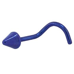 Grade 23 Titanium Dark Blue Cone Nose Ring