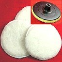 7 POLISHER BUFFER SOFT WOOL BONNET and PAD with HOOK and LOOP for POLISHING BUFFING by Anytime Tools