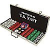 Trademark Poker U.S. Navy Clay-Filled 500 Poker Chip Set with Custom Case