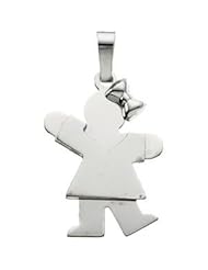 Jewelplus The Kids "Kiss" Girl Pendant 14K White 19.50X13.50 Mm