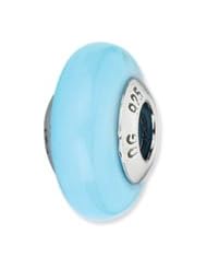 Sterling Silver Powder Blue Italian Murano Glass Charm
