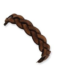 Sterling Silver 7" Distress Brown Leather Bracelet QG1814-7"