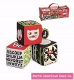 North American Bear Tickly Toy Zebra Soft Block Set, Black/White
