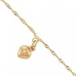 Puff Heart Anklet Singapore Yellow Gold Chain Adjustable 9-10 Inches