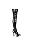 Side-Lace 5.5 Inch Block Heel Thigh-High Platform Boot.