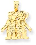 Boy and Girl (Twins) Charm, Yellow Gold