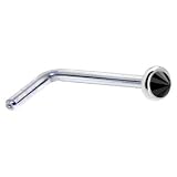 Solid 14KT White Gold 2mm Black Diamond Spike L-Shaped Nose Ring - 20 Gauge