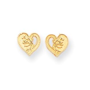 14k CAT WITH HEART EARRINGS