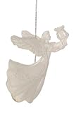 Frosted Flying Angel Holding Harp Christmas Ornament #182269