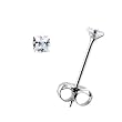 14K White Gold .03 ct Cubic Zirconia Square Earrings