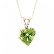 Peridot and Diamond Heart Pendant Necklace in 10K Yellow Gold