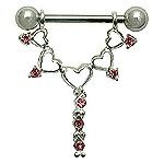Sterling Silver Nipple Shield with Gems, in 14g (Gauge), Sold Individually