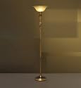 Ribbed Amber Glass Tassel Column Torchiere Floor Lamp