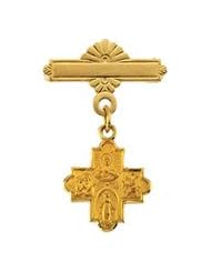 14K Yellow Gold 12.00X12mm 4-Way Cross Baptismal Pin