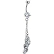 Clear Cubic Zirconia Flip-Flop Dangle Belly Ring