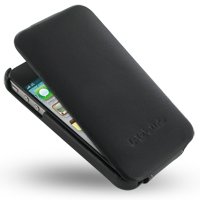 PDair Leather Case for Apple iPhone 4 & 4S - Flip Type (Black) Version.2