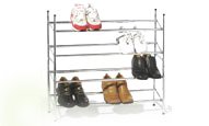 4-TIER CHROME SHOE RACK STACKABLE & EXTENDABLE