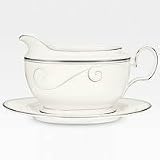 Noritake Platinum Wave 2-Piece Gravy Boat with Tray