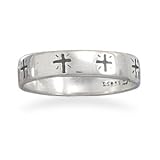 Oxidized Sterling Silver Cross Band