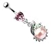 Body Accentz&trade; Belly Button Ring Navel Heart Pearl Body Jewelry Dangle 14 Gauge HO254