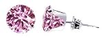 5 MM Round Pink Cubic Zirconia .925 Sterling Silver Post Friction Back Stud Earrings