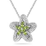 0.01 Cts Diamond & 0.40 Cts Peridot Pendant in 14K White Gold