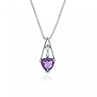 Amethyst & Diamond Pendant with Box Chain Necklace in White Gold