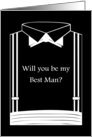 WILL YOU BE IN MY BEST MAN? TUXEDO DINNER JACKET BLACK & WHITE Card