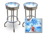 2 Elvis Presley Blue Fabric Specialty / Custom Barstools Set